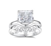 Whoiy Ringe Frauen Gold 14 Karat, Hochzeits Ringe 585 Echtgold 2 Stück Moissanite 2.5ct Trauring Weißgold Stapelbar Bandring Gr. 47 (15.0)