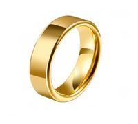Whoiy Ringe für Herren mit Gravur, Hochzeitsringe Gold Poliert Modeschmuck Ehering wolframcarbid Schlicht und einfach 6MM Herrenringe Größe 56