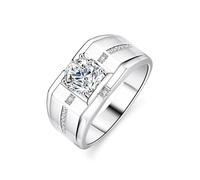 Whoiy Ringe Gold Herren 750 Echtgold, Hochzeitsringe 18k Weißgold Groß Herrenring mit 1ct Moissanite Größe 57 (18.1)