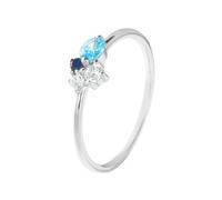 Whoiy Ringe Verlobung 585 Gold Topas, Bandring 14k Weißgold Elegant Eheringe Echtgold Damenring Gr. 56 (17.8)