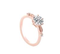 Whoiy Rose Gold Ring Damen 375, Verlobungsringe 9 Karat Echtgold Solitär Eheringe Trauring Gravur mit Moissanite 1ct D Color VVS1 für Frauen Gr. 52 (16.6)
