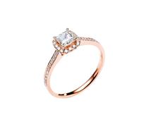 Whoiy Rose Gold Ring Ehering, Verlobungsring Echtgold 750 Trauringe 18k Echt mit 0.44ct Diamant Bandring Elegant für Damen Gr. 65 (20.7)