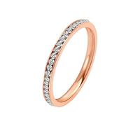 Whoiy Roségold Partnerringe Eheringe mit Gravur, 2MM Edelstahl Personalisiert Ringe Ewigkeit Zirkonia Ausgefallene Trauringe für Frauen Größe 52 (16.6)
