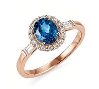 Whoiy Topas Ring Damen Halo Echtgold, Ehering 14k Rose Gold Ring Verlobung mit 1ct Topas Hochzeitsringe Gold 585 Jahrestagsring für Frauen Gr. 52 (16.6)