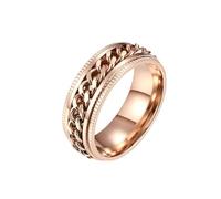 Whoiy Trauring 8MM Edelstahl, Drehbare Mittelkette Bandring Roségold Herren Ringe Verlobung mit Gravur Innen Modeschmuck für Männer Gr 62 (19.7)