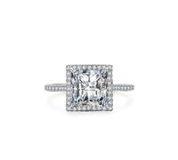 Whoiy Trauring 950 Gold, Verlobungs Ring Echtgold mit Moissanite 3ct Bandring Platin Halo Damenring Größe 61 (19.4)