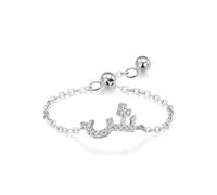 Whoiy Trauring Damen Platin, Verlobungsring Echt Gold mit Moissanite Hochzeitsringe 950 Gold Verstellbar Bandring für Frauen Gr. 65 (20.7)