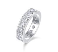 Whoiy Trauring Damen Weissgold, Ringe Verlobung 14 Karat Echtgold mit Moissanite Hochzeitsring 585 Gold Ewigkeit Bandring für Frauen Gr. 47 (15.0)