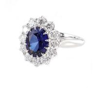 Whoiy Trauring Echt Gold Kreierter Saphir 3ct, Verlobungsringe Bandring 750 Echtgold Halo Damen Hochzeitsringe 18K Weißgold Gravur für Frauen Größe 53 (16.9)