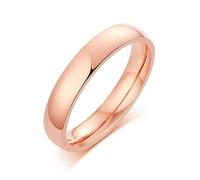 Whoiy Trauring Edelstahl mit Gravur, 4MM Breit Damen Ringe Schlichtes Band Verlobungsringe Eheringe Roségold Poliert Personalisiert Frauen Bandring Gr. 62 (19.7)