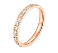 Whoiy Trauring Edelstahl mit Gravur Innen, 3MM Breit Damen Ringe Ewigkeit Verlobungsringe Eheringe Roségold Personalisiert mit Zirkonia Frauen Bandring Gr 62 (19.7)