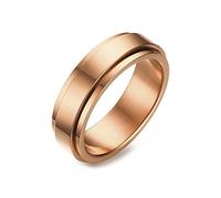 Whoiy Trauring Edelstahl mit Gravur Innen, 6MM Breit Damen Ringe Drehbarer Poliert Verlobungsringe Eheringe Roségold Schlicht Personalisiert Frauen Bandring Gr. 67 (21.3)