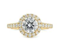 Whoiy Trauring Gelbgold 375, Verlobungsring Echtgold 9k Halo mit 1.2ct Moissanite Bandring Gold Damenring Gr. 57 (18.1)