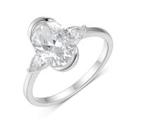 Whoiy Trauring Gold 18 Karat, Elegant Verlobungsring mit 2.5ct Moissanite Eheringe 750 Echt Gold Oval Bandring Weissgold für Damen Gr. 57 (18.1)