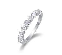 Whoiy Trauring Gold 18 Karat, Halbe Ewigkeit Ringe Verlobung mit Moissanite Eheringe 750 Echtgold Bandring Weißgold für Damen Gr. 63 (20.1)