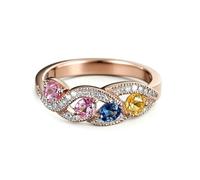 Whoiy Trauring Gold 18k, Elegant Verlobungsring mit Saphir Eheringe 750 Echtgold Bandring Rosegold für Damen Gr. 51 (16.2)