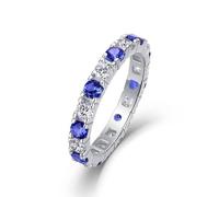 Whoiy Trauring Weissgold 375, Verlobungs Ringe Echtgold 9k Ewigkeit mit Erstellter Saphir Bandring Gold Damenring Größe 60 (19.1)