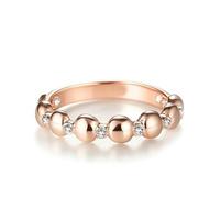 Whoiy Trauringe 14k Rose Gold für Damen, Ehering 585 Echtgold mit Diamant Hochzeits Ring Elegant für Frauen Größe 48 (15.3)