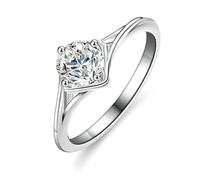 Whoiy Trauringe Damen 585 Gold, Ehering Solitär mit 0.5ct Moissanite Verlobungsringe 14k Weissgold Damenringe Echt Gold Größe 62 (19.7)