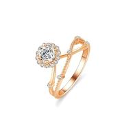 Whoiy Trauringe Gold 18k, Elegant Verlobungsring mit 0.5ct Laborgezüchteter Diamant Ehering 750 Echtgold Bandringe Rose Gold für Damen Größe 54 (17.2)
