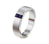 Whoiy Trauringe Weißgold 750 mit 0.4ct Kreierter Saphir, Matt Hochzeitsringe 18k Echt Gold Eheringe für Herren Größe 53 (16.9)