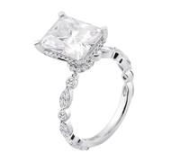 Whoiy Verlobungsring Damen Gold 375, Trauring 9 Karat Weissgold mit 2ct Moissanite D Color VVS1 Bandring Solitär Echtgold mit Gravur für Frauen Gr. 52 (16.6)