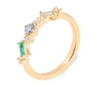 Whoiy Verlobungsring Damen Gold 585, Trauring 14 Karat Gelbgold mit Moissanite Bandring Halbe Ewigkeit Echtgold mit Gravur für Frauen Größe 48 (15.3)