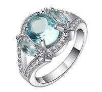 Whoiy Verlobungsring Silber Ovaler Stein, Ringe Verlobung Eheringe Zirkonia mit 4 Zinken, Oval und Marquise-Form Verlobungsring für Frauen