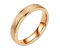 Whoiy Verlobungsringe 4MM Breit Ringe mit Gravur, Damenringe Edelstahl Sandgestrahlt Eheringe Roségold Modeschmuck Frauen Ringe Grösse 49 (15.6)
