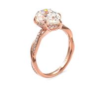 Whoiy Verlobungsringe 750 Rose Gold Damen, Hochzeit Ring Tropfenform Gravur Eheringe Trauring 18K Echtgold mit Moissanite Bandring für Frauen Gr. 57 (18.1)