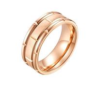Whoiy Verlobungsringe 8MM Breit Ringe mit Gravur, Herrenring Edelstahl Gebürstet Eheringe Roségold Modeschmuck Männer Ringe Gr. 60 (19.1)