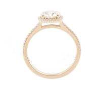 Whoiy Verlobungsringe Damen Gold 750, Trauring 18 Karat Gelbgold mit 1ct Moissanite D Color VVS1 Bandring Halo Echtgold mit Gravur für Frauen Gr. 57 (18.1)