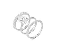 Whoiy Weissgold Ring Frauen 375 mit Moissanite 4ct, Ring Verlobung 9k Echtgold 3er Set Trauringe Stapelbar für Damen Größe 52 (16.6)