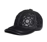 WHSPORT Leder Baseball Cap Herren Damen Kappe Verstellbare Unisex Schirmmütze Outdoor Running Freizeit Basecap (Color : Black, Size : 58-60cm/22.83-23.62in)