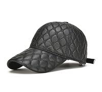 WHSPORT Leder Baseball Cap Herren Damen Kappe Verstellbare Unisex Schirmmütze Outdoor Running Freizeit Basecap (Color : Black, Size : One Size)