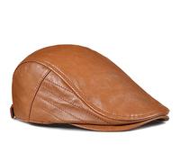 WHSPORT Leder Flatcap Herren Schirmmütze Barett Cap Newsboy Schiebermütze Gatsby Entenschnabel Kappen Ivy Hat Irish Hat Verstellbare (Color : Brown, Size : 57-59cm/22.44-23.22in)