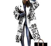 WHZXYDN Herbst Damenbekleidung Color-Blocking Plaid Langarm Revers Mantel Bedruckter Wollmantel