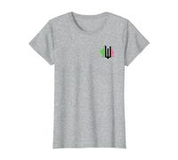 Wicked Pink & Green Front & Back T-Shirt, Damen, Grau Meliert, L