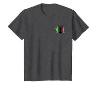 Wicked Pink & Green Front & Back T-Shirt, Kinder, Anthrazit Meliert, 104