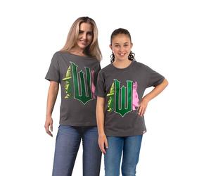 Wicked Tshirt Damen, Glinda Und Elphaba T Shirt Damen Kurzarm Baumwolle, Offizielles Merchandise Oberteile, Grau XL