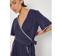 Wickelbluse APRICOT "Wickeltop aus Leinenmischung", Damen, Gr. S (36), blau (navy), Obermaterial: 82% Viskose CV. 18% Leinen LI., unifarben, Blusen, mit besticktem Saum (39416745-36) navy