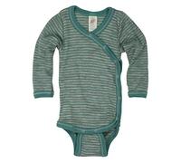 Wickelbody langarm, Engel Natur, Wolle (kbT) Seide, Hellgrau Melange/Eisvogel, 50/56