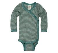 Wickelbody langarm, Engel Natur, Wolle (kbT) Seide, Hellgrau Melange/Eisvogel, 62/68