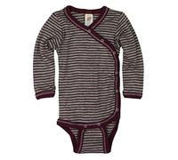 Wickelbody langarm, Engel Natur, Wolle (kbT) Seide, Hellgrau Melange/Orchidee, 50/56