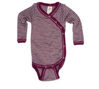 Wickelbody langarm, Engel Natur, Wolle (kbT) Seide, Hellgrau Melange/Orchidee, 62/68