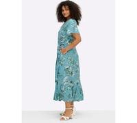 Sheego Wickelkleid 48 aquamarin-smaragd-gemustert