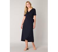 Wickelkleid BASE LEVEL "Yvie", Damen, Gr. 38, N-Gr, blau (navy dunkelblau), Jersey, Obermaterial: 94% Viskose, 6% Elasthan, unifarben, figurumspielend ca. Mitte Wade, V-Ausschnitt, abgesteppt, Kleider