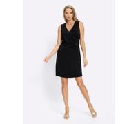 Wickelkleid HEINE "Kleid", Damen, Gr. 44, Normalgrößen, schwarz, 100% Polyester, unifarben, kurz, V-Ausschnitt, Kleider Wickelkleid (97470146-44) schwarz
