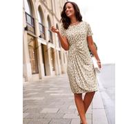 Wickelkleid LADY "Jersey-Kleid", Damen, Gr. 36, Normalgrößen, sesam, ecru, bedruckt, Jersey, 95% Polyester, 5% Elasthan, gemustert, mehrfarbig, knielang, Rundhals, Kleider Wickelkleid (78592402-36) se