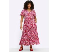 Wickelkleid SHEEGO BY JOE BROWNS "Kleid", Damen, Gr. 54, Normalgrößen, erdbeere, pink, gemustert, 100% Viskose, geblümt, gemustert, lang, V-Ausschnitt, Kleider Wickelkleid (81682232-54) erdbeere, pink